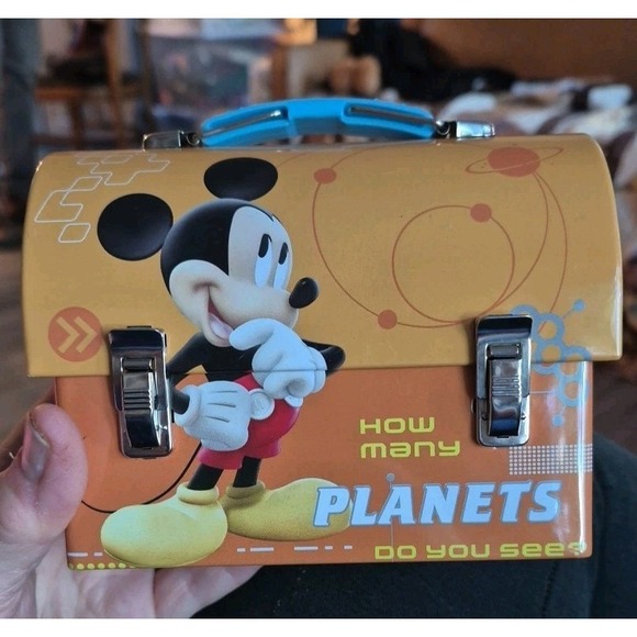 Other - Mickey Mouse Small Tin How‎ Many Planets  6 inches long 2 inches wide 3 1/2 high